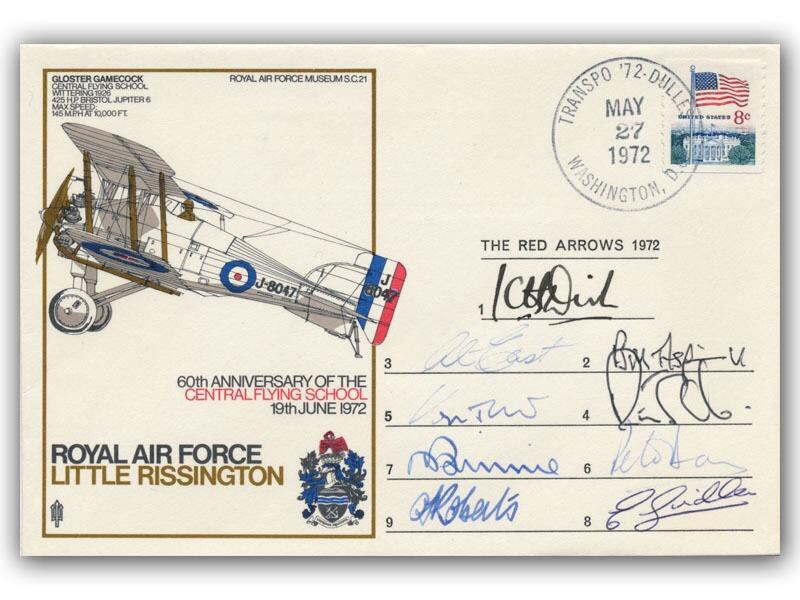 1972 Red Arrows team signed RAF Little Rissington cover