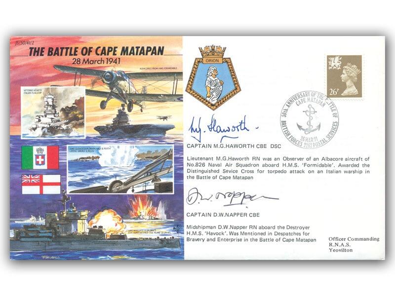 1941 Battle of Cape Matapan, signed Micheal Haworth & Derek Napper