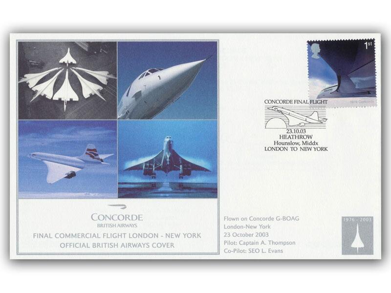 2003 British Airway Concorde flown cover, Final flight London - New York