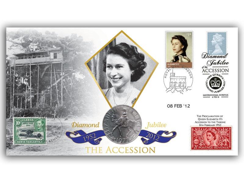 Diamond Jubilee Accession for QElI Coin Cover, Doubled