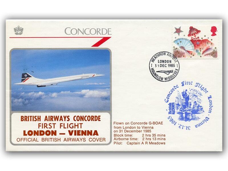 1985 BA Concorde London - Vienna flown cover
