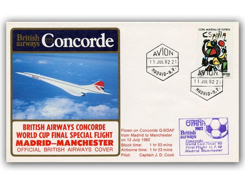1982 BA Concorde Madrid - Manchester flown cover