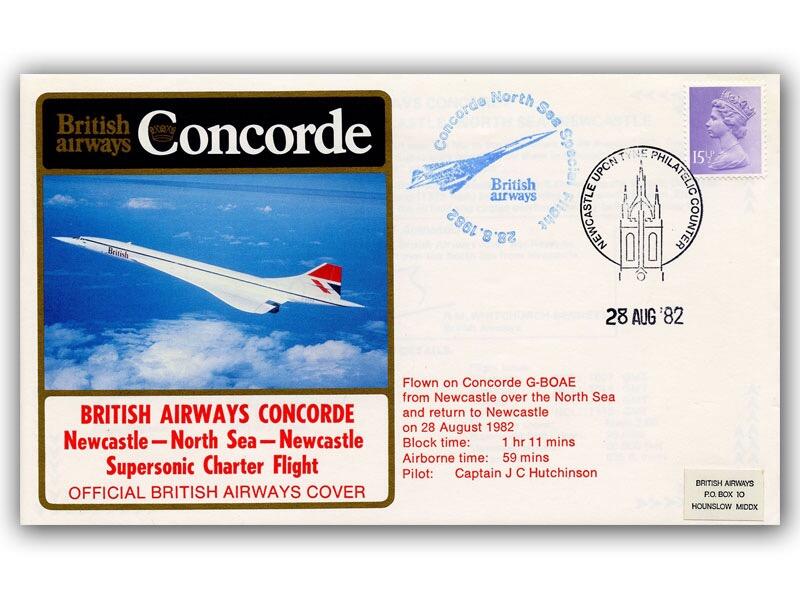 1982 BA Concorde Newcastle - North Sea - Newcastle flown cover