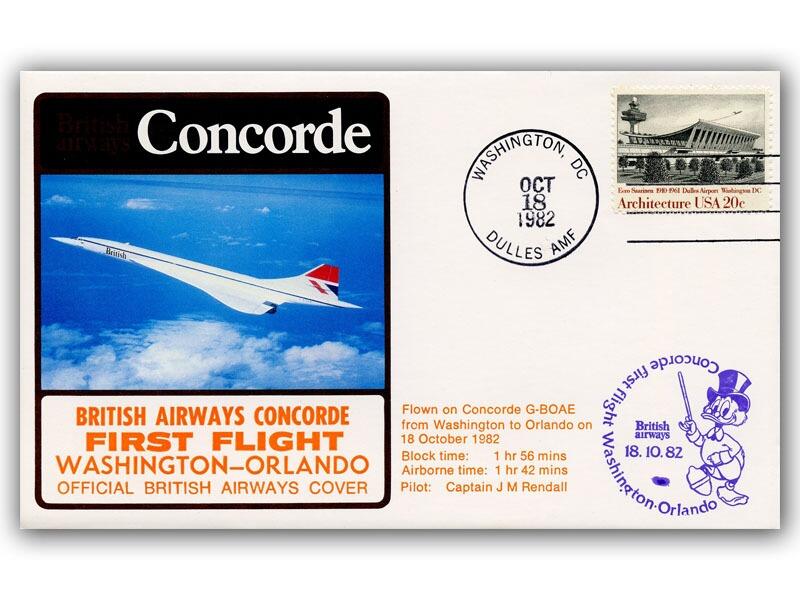 1982 BA Concorde Washington - Orlando flown cover