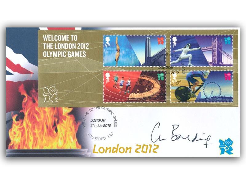 London 2012 Olympics Miniature Sheet, signed Clare Balding