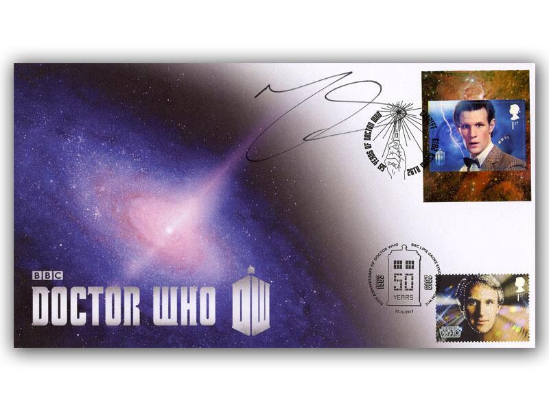 Doctor Who Matt Smith Single Stamp cover, signed Matt Smith