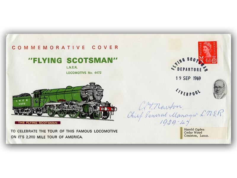 Sir Charles Newton, signed 1969 Flying Scotsman cover