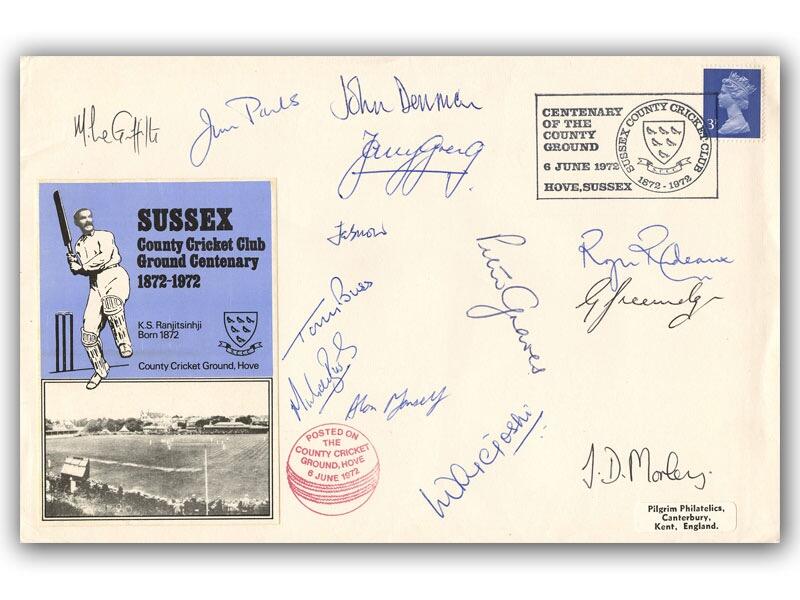 Sussex Cricket Team signed 1972 Centenary cover