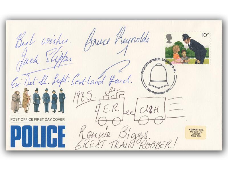 Ronnie Biggs, Bruce Reynolds & Jack Slipper signed 1979 Police cover