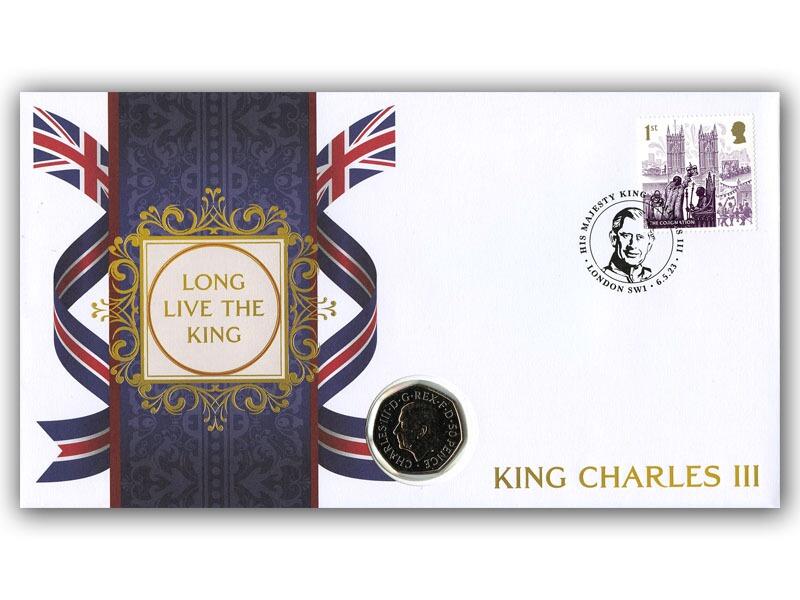 HM King Charles III Coronation Single Stamp Coin Cover