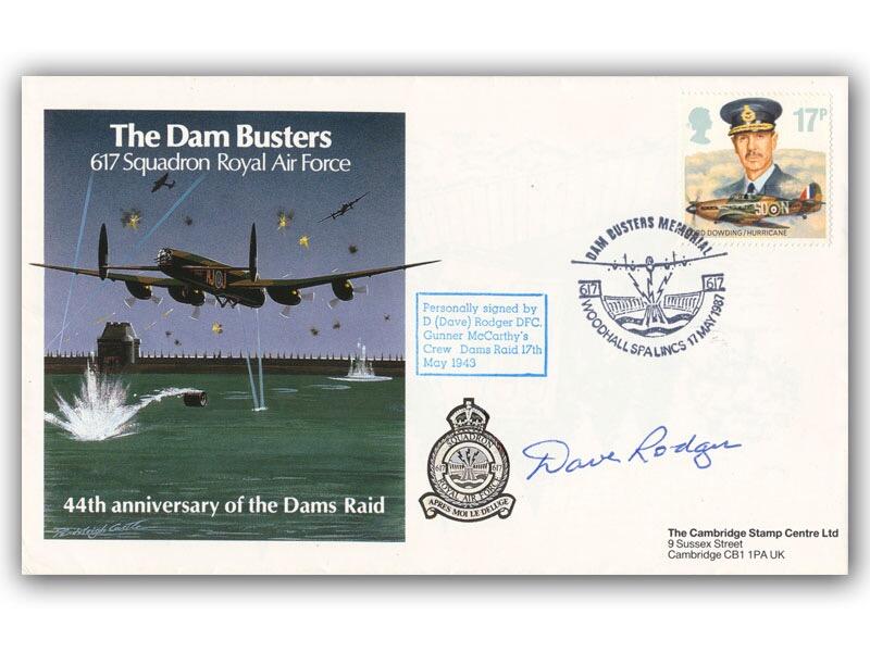 Dave Rodger signed 1987 Dambusters 44th anniversary cover, Rear Gunner AJ-T for Tommy