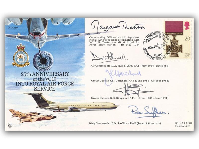 Margaret Thatcher signed 1991 VC10 25th anniversary cover