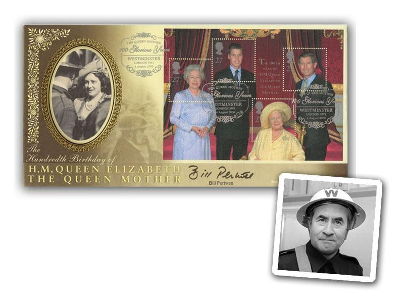 Bill Pertwee signed Queen Mother cover