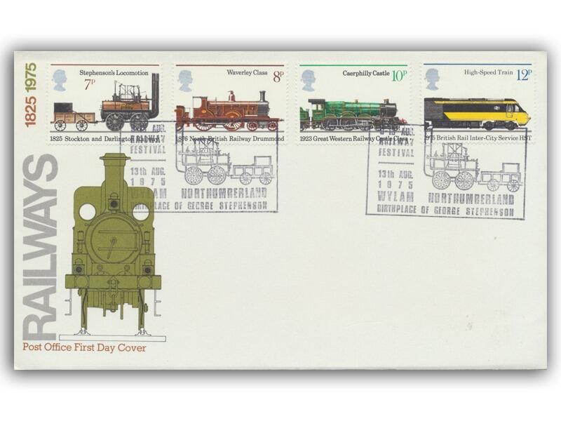 1975 Railway, Wylam postmark, Post Office cover