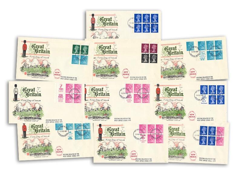 1971 Booklet Panes Full Set, Windsor FDI, Set of 10 Stuart covers