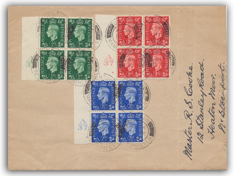 1937 Coronation, Block of Four, Manchester CDS