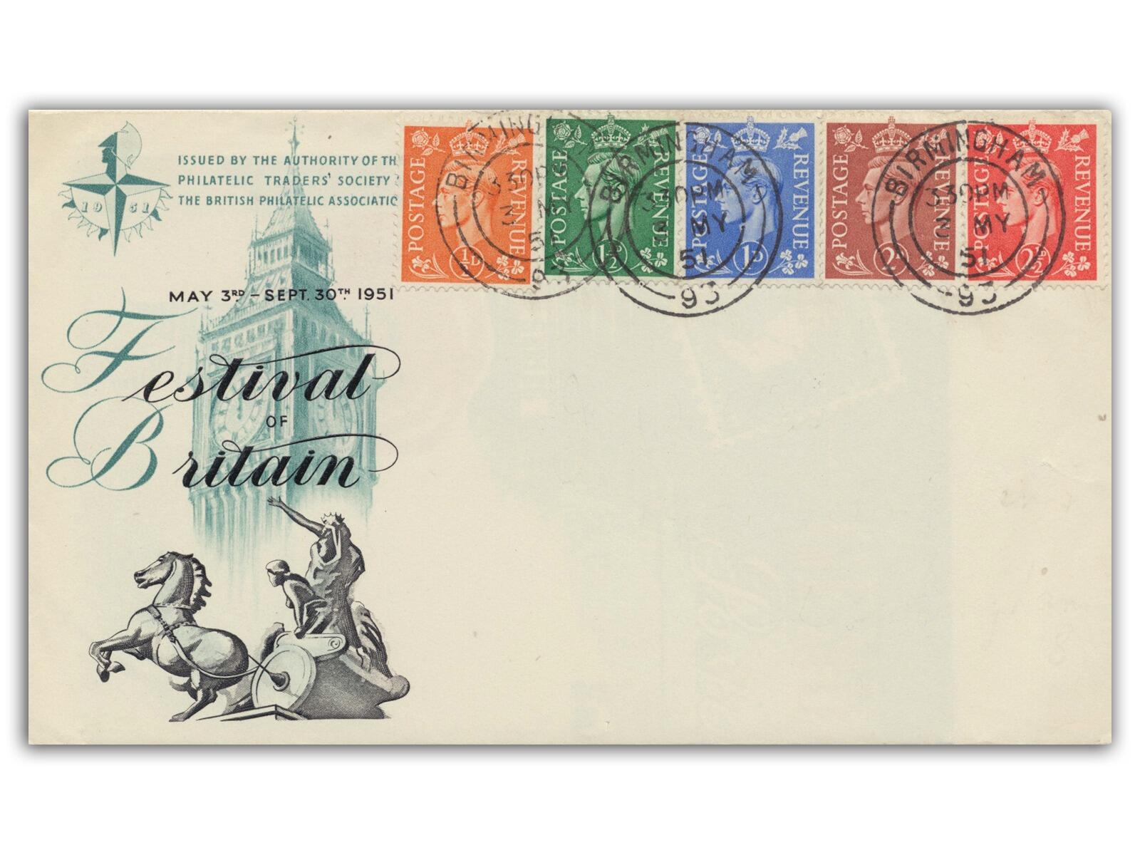 1951 Festival Low Values, Birmingham CDS, PTS Cover