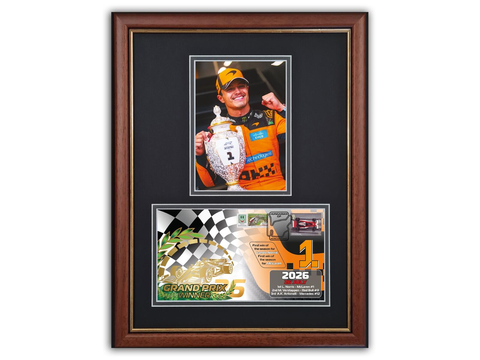 Framed Lando Norris Hungarian Grand Prix Winner