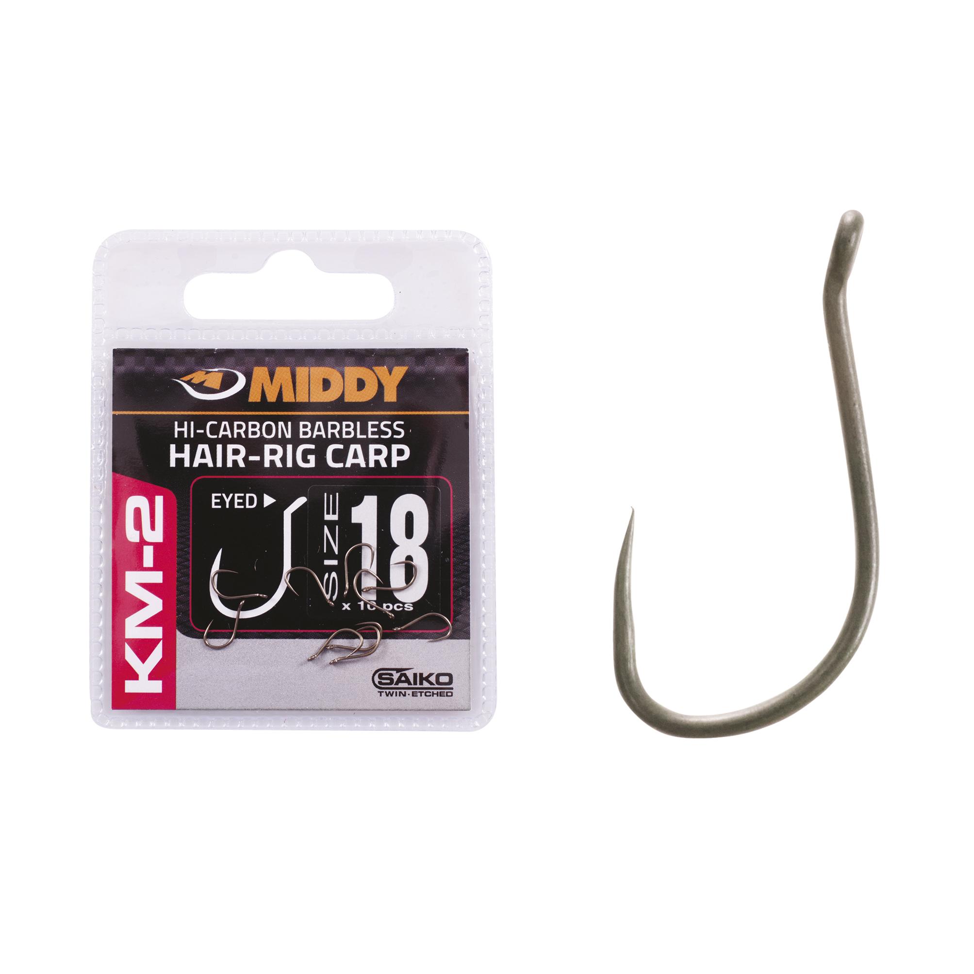 Middy KM-2 Hair-rig Carp Eyed Hooks 10s (10pc)
