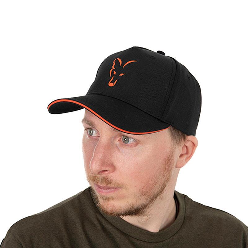 Fox Collection Baseball Cap Black & Orange. Orange Fox Head Logo