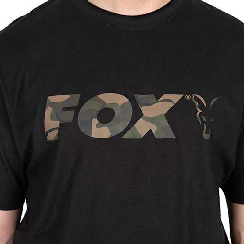 Fox Black / Camo Logo T Shirt With Large Print Across Chest
