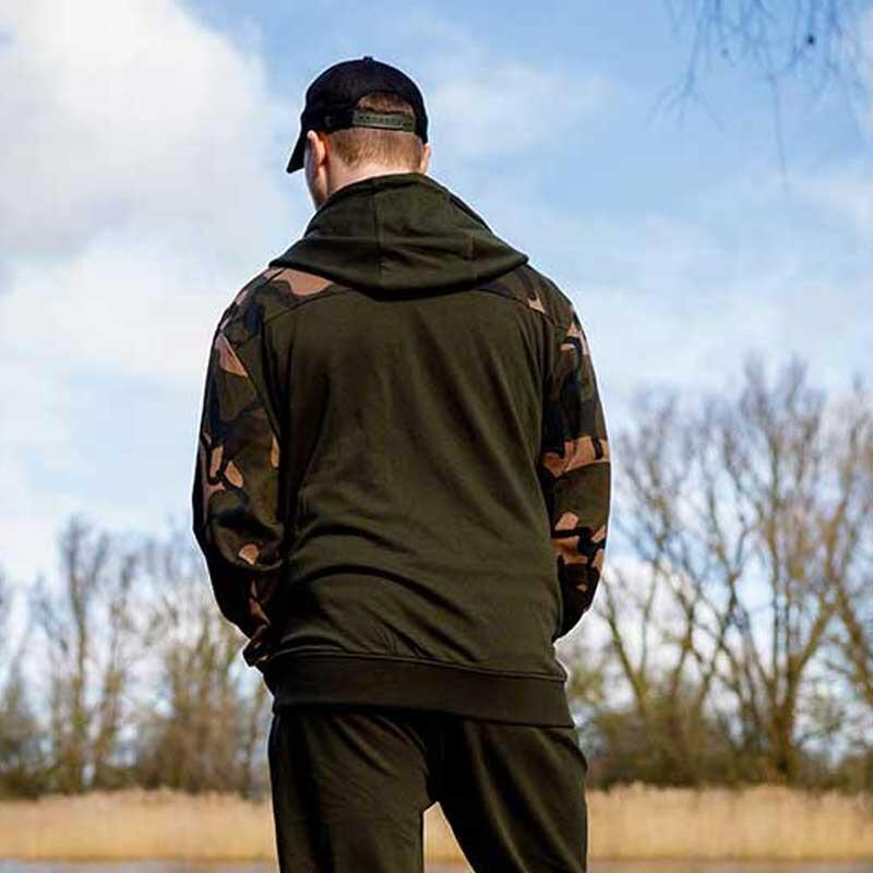 Fox Light Weight Khaki / Camo Split Zip Hoody Back View