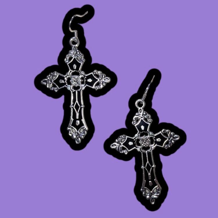 Cross earrings deals bad bunny