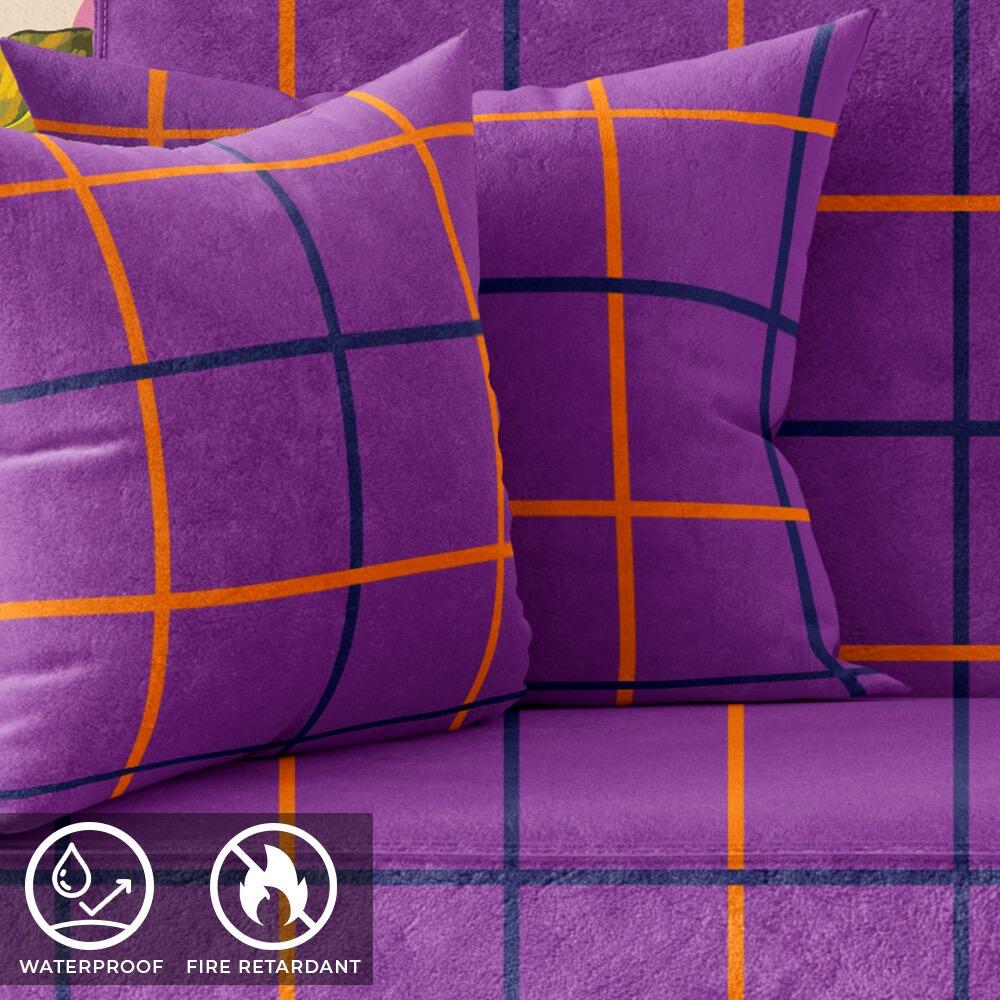 Purple Check Suede Waterproof FR Fabric