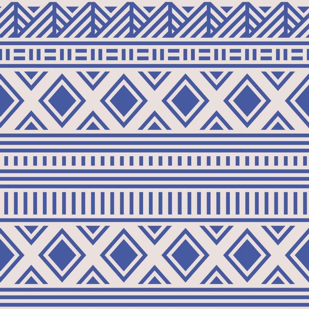 Blue Tribal Stripes Luxury Velvet Fabric Sample