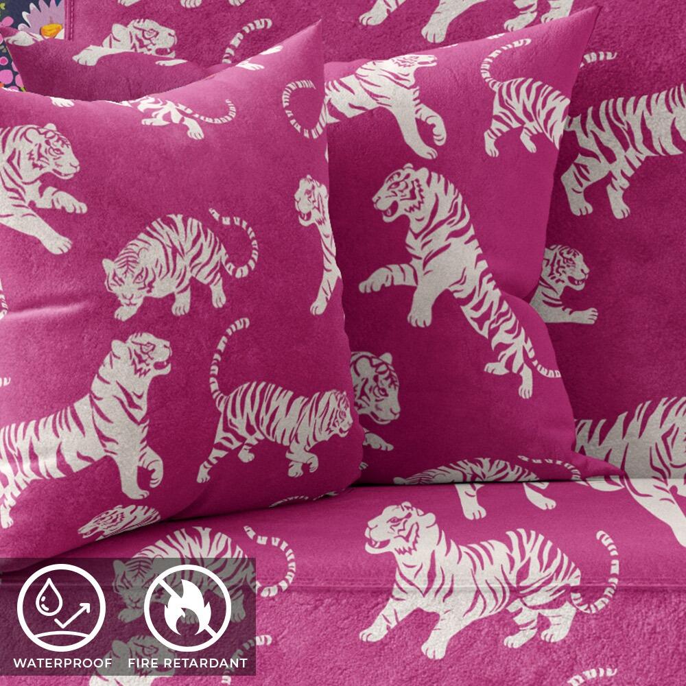 Magenta Tiger Tantrum Suede Waterproof FR Fabric