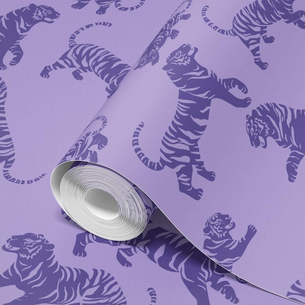 Purple Tiger Tantrum Wallpaper Roll