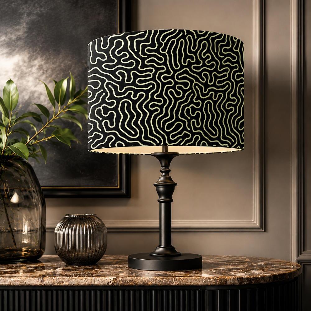 Green Turing Velvet Lampshade on Table Lamp