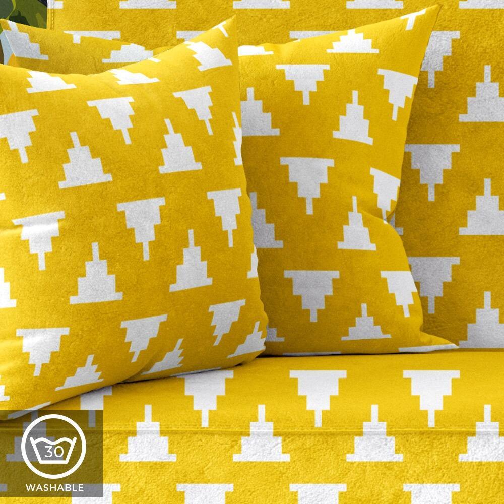 Yellow and White Kilim Luxury Velvet Cushion