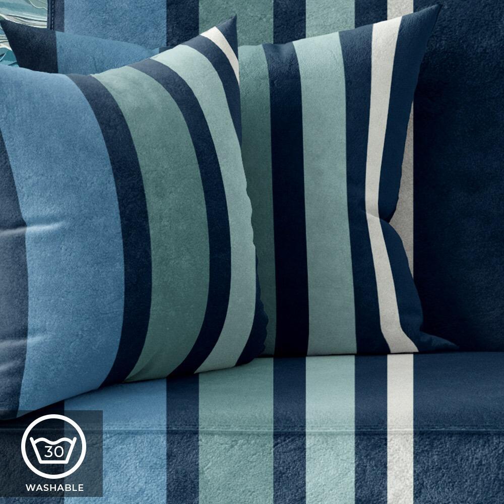 Blue Stripe Luxury Velvet Cushion