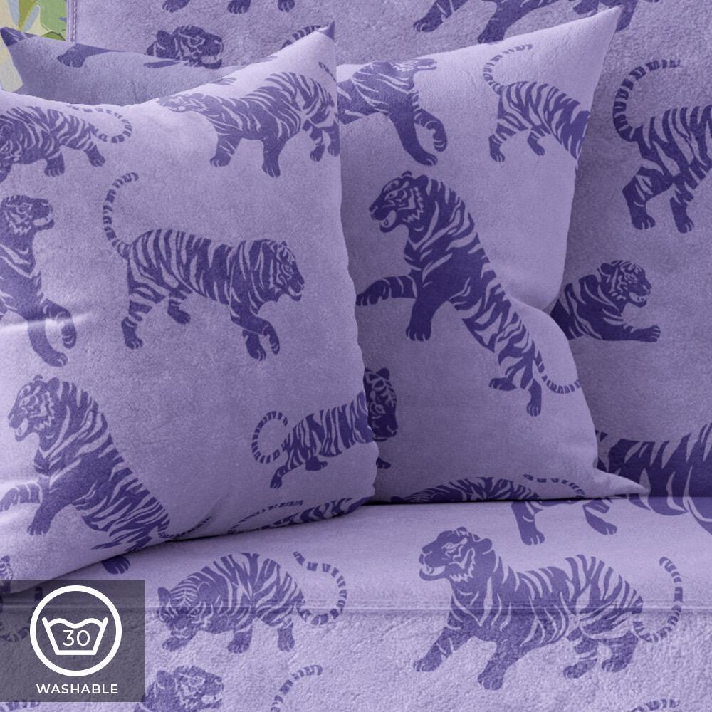 Purple Tiger Tantrum Luxury Velvet Cushion