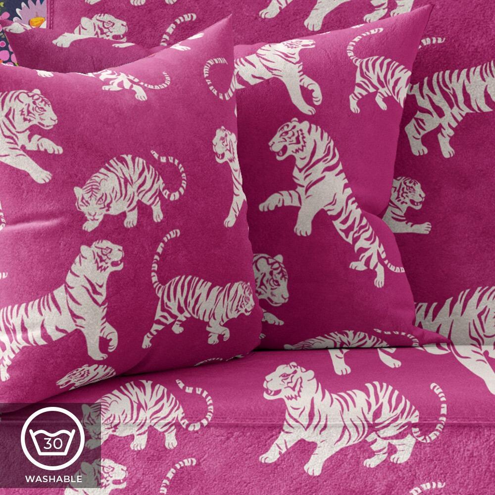 Magenta Tiger Tantrum Luxury Velvet Cushion