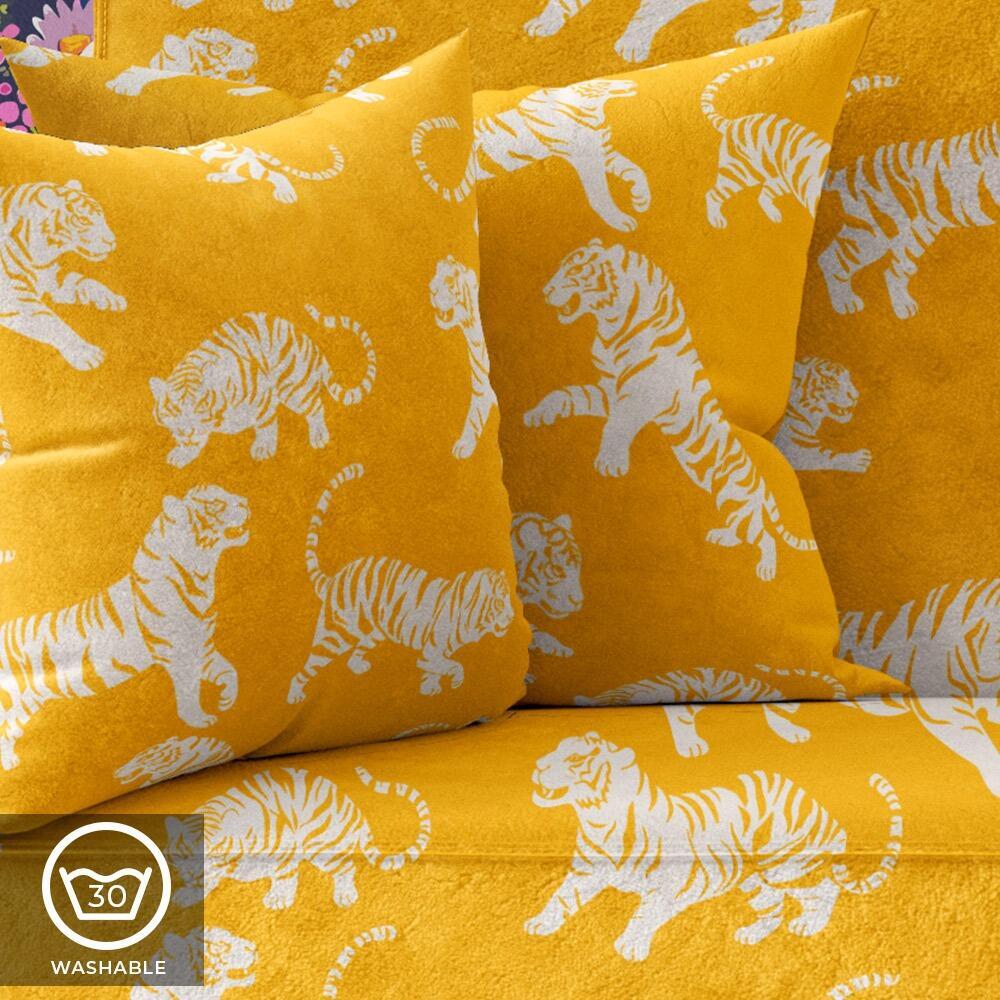 Yellow Tiger Tantrum Luxury Velvet Cushion