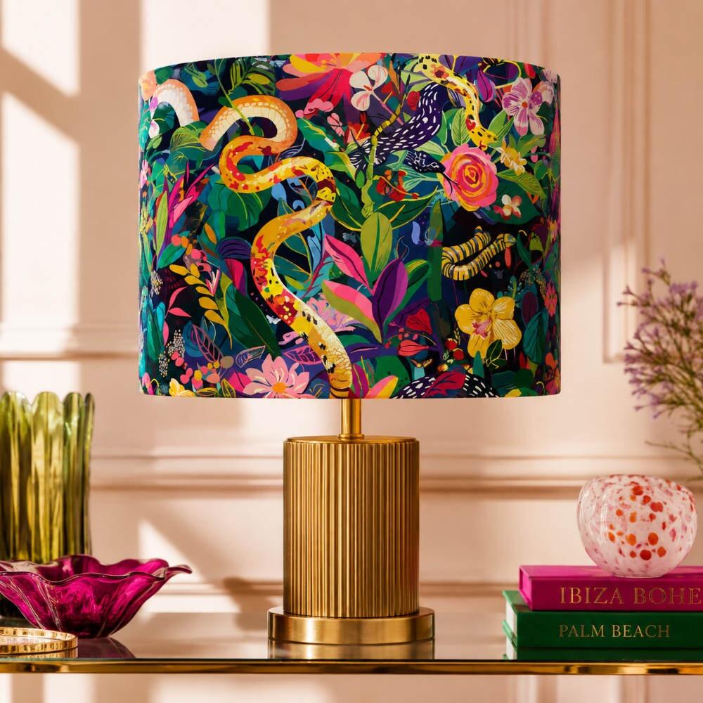 Venomous Vines Velvet Lampshade on Table Lamp