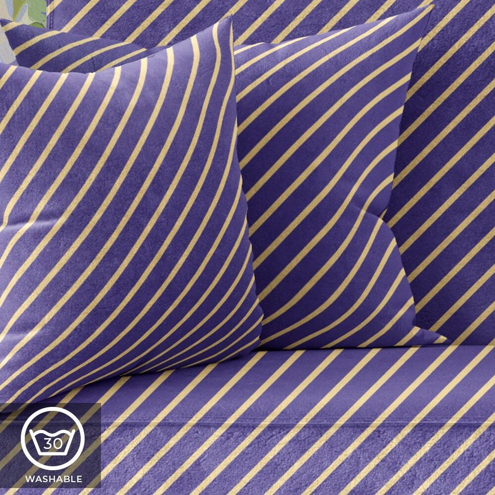 Purple and Yellow Candy Stripe Luxury Velvet Cushion