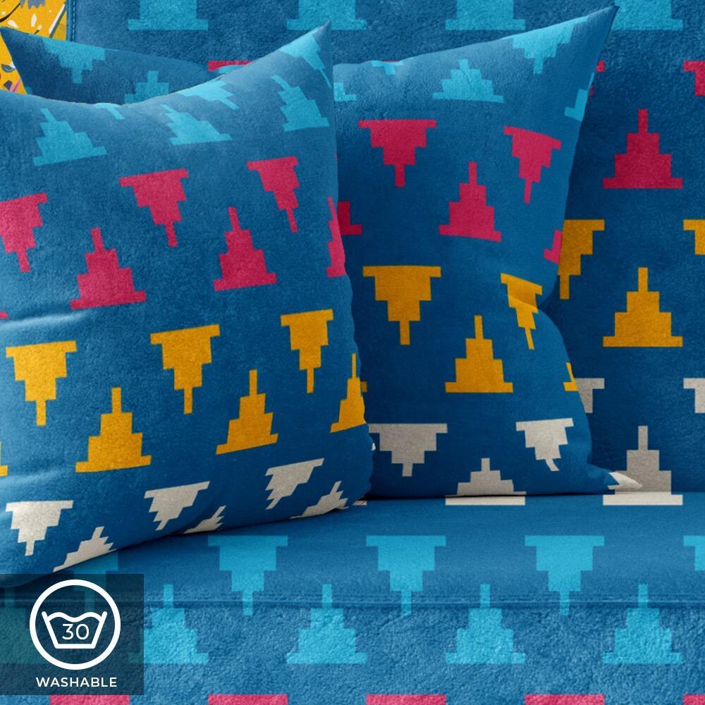 Bright Blue Kilim Luxury Velvet Cushion