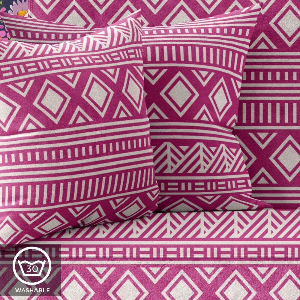 Magenta Tribal Stripes Luxury Velvet Cushion
