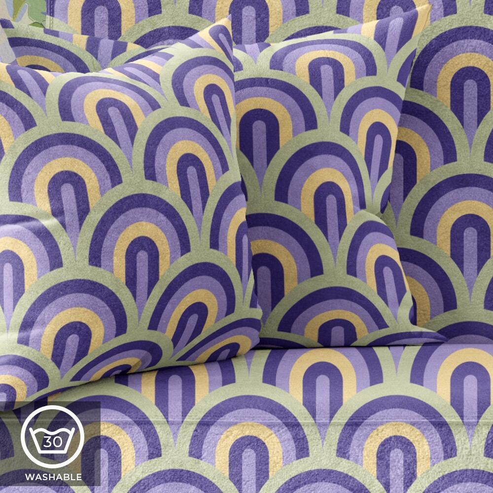 Purple and Green Arches Luxury Velvet Cushion