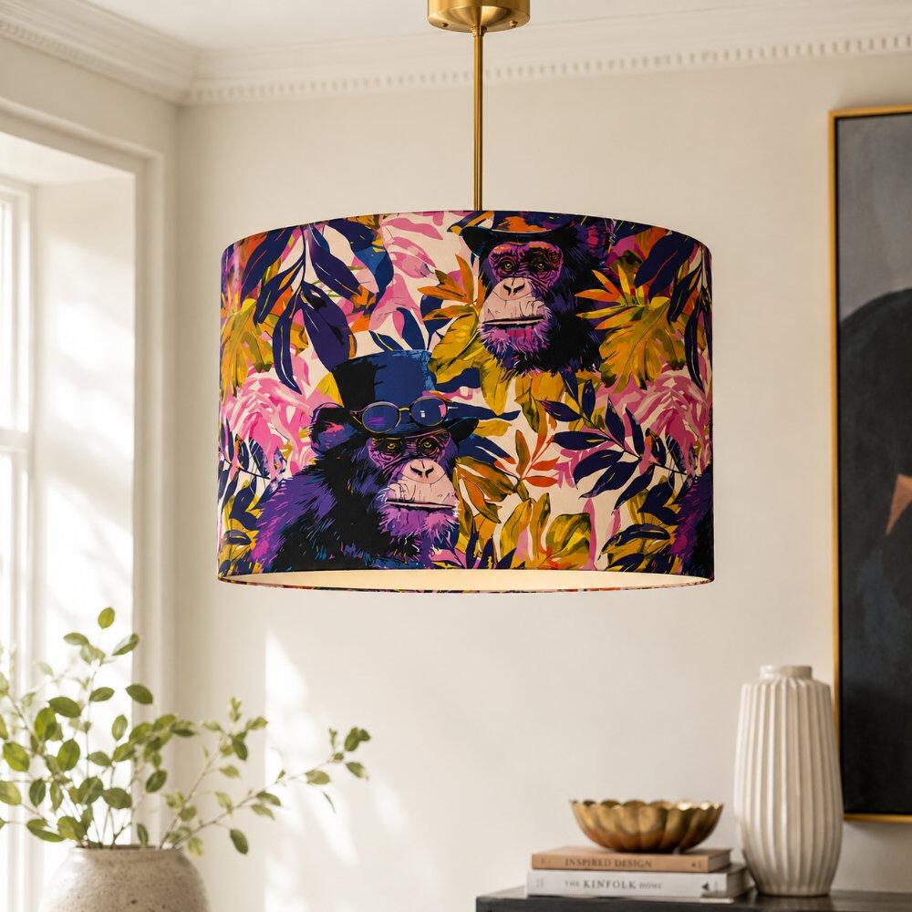 Ape Couture Velvet Lampshade on Ceiling Pendant