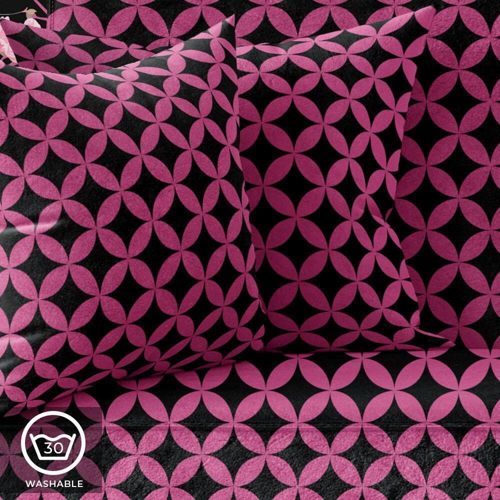 Pink Retro Circles Luxury Velvet Cushion