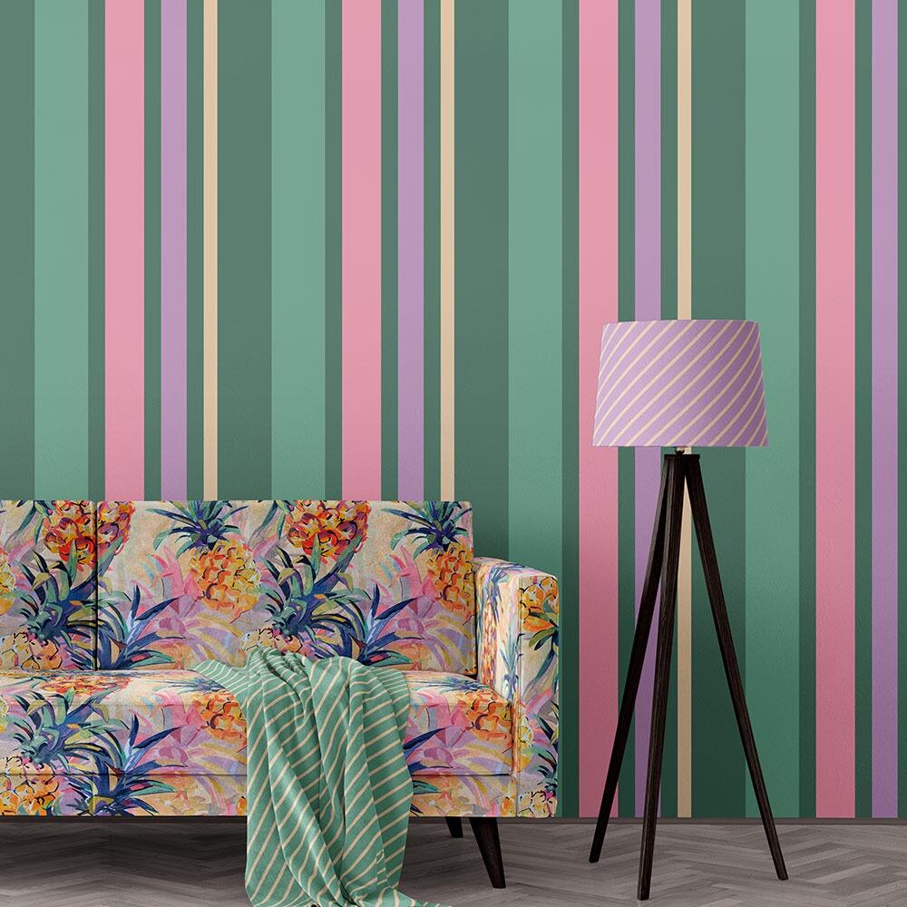 Green And Pink Stripe Luxury Non Woven Designer Wallpaper Easy Green And Pink Stripe Luxury Non Woven Designer Wallpaper Easy