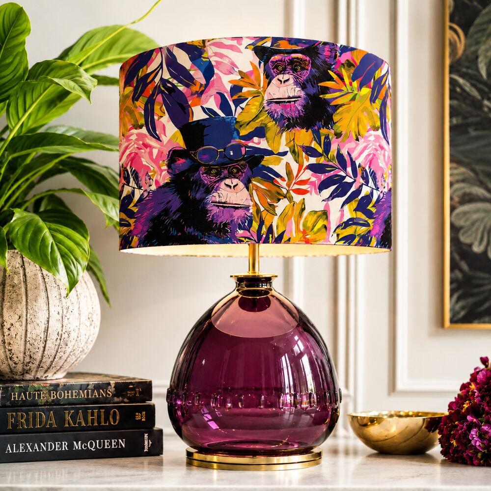 Ape Couture Velvet Lampshade on Table Lamp