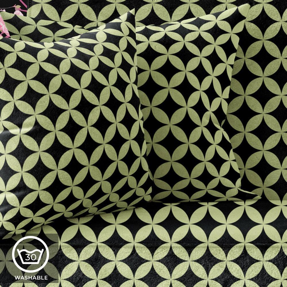 Green Retro Circles Luxury Velvet Cushion