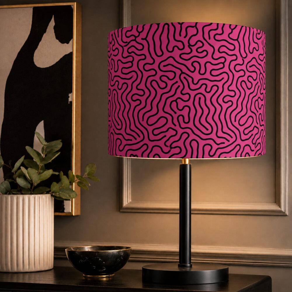 Pink Turing Velvet Lampshade on Table Lamp