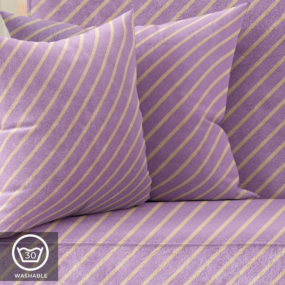 Lilac and Cream Candy Stripe Luxury Velvet Cushion