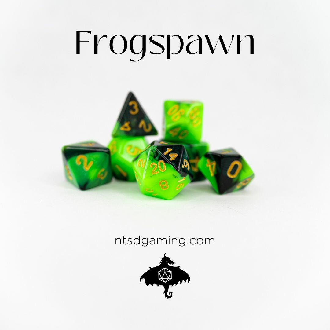 Frogspawn | Green and Black Duo | 7 Piece Acrylic Dice Set